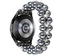 DEALELE Cinturino con perline compatibile con Samsung Galaxy Watch 7 / FE / 6/5 / 4 40 mm / 44 mm / 5 Pro / 6/4 Classic, 20 mm Bling strass duoble-fila perle braccialetto elastico per Huawei GT3 42 mm