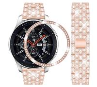 DEALELE Compatibile con Galaxy Watch 46mm, Sostituzione Cinturino in Metallo Strass Diamanti 22mm con Bezel Ring Cassa Castone per Samsung Gear S3 Frontier/Classic Donne Uomini, Oro Rosa