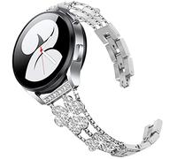DEALELE Compatibile con Samsung Galaxy Watch 6/6 Classic / 5/5 PRO / 4/4 Classic / 3 41mm / Active 2, Cinturino di Ricambio in Metallo Diamante da 20mm per Huawei GT3 42mm / GT2 42mm, Argento