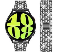 DEALELE Compatible con Samsung Galaxy Watch 6/6 Classic / 5/5 Pro / 4/4 Classic / 3 41mm / Active 2, Cinturino di Ricambio 20mm Strass Diamante Metallo per Huawei GT2 42mm / GT3 42mm, Nero