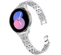 DEALELE Compatible con Samsung Galaxy Watch 6/6 Classic / 5/5 Pro / 4/4 Classic / 3 41mm / Active 2, Cinturino di Ricambio 20mm Strass Diamante Metallo per Huawei GT2 42mm / GT3 42mm, Argento