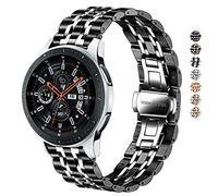 DEALELE Compatible con Samsung Gear S3 Frontier/Classic/Galaxy Watch 46mm / Galaxy 3 45mm / Huawei Watch 3/3 PRO / GT2 46mm, Cinturino di Ricambio Metallo Acciaio Inossidabile 22mm, Nero/Argento