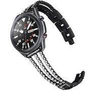 DEALELE Compatible con Samsung Gear S3 Frontier/Classic/Galaxy Watch 46mm / Galaxy 3 45mm / Huawei Watch 3 / GT2 46mm, Cinturino di Ricambio Acciaio Inossidabile Diamante Strass 22mm, Nero