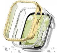 DEALELE [Confezione da 2] Bling Cassa per orologio compatibile con Huawei Watch Fit 3, con brillantini Singola riga diamante PC Custodia protettiva di ricambio per Huawei Fit 3 Watch (oro +