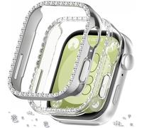 DEALELE [Confezione da 2] Bling Cassa per orologio compatibile con Huawei Watch Fit 3, con brillantini Singola riga diamante PC Custodia protettiva di ricambio per Huawei Fit 3 Watch (argento +