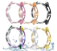 DEALELE [CONFEZIONE DA 6] Custodia compatibile con Samsung Galaxy Watch 6 40mm, custodia protettiva PC con diamanti a fila singola, bling, cover di ricambio per orologio (40mm, nero+argento+ros ros