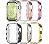 DEALELE Confezione da 6 custodie per orologio compatibile con Huawei Watch FIT 3, con brillantini singoli, serie Stass PC, custodia protettiva di ricambio per Huawei Fit 3 Watch (nero+argento+oro rosa