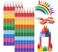 DealKits 14 Pezzi Pastelli a Cera Impilabili (10 in 1), Tratto liscio e uniforme, Non Tossici, Facili da Tenere, Lavabili e Sicuri, Idee Regalo per Fine Festa Compleanno