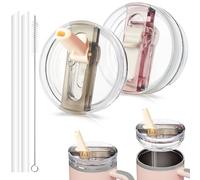 DealKits 2 pezzi compatibili con coperchi Stanley Cup a prova di perdite, coperchio di ricambio per tazza, con 2 cannucce e 1 spazzola per cannuccia, senza BPA, lavabile in lavastoviglie