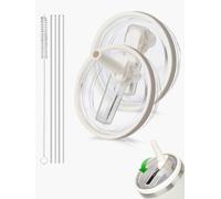 DealKits 2 pezzi per coperchi Stanley Cup a prova di perdite, con 2 cannucce e 1 spazzola per cannuccia, coperchio di ricambio per Stanley 40oz, coperchio per Stanley Cup, accessori per Stanley Cup