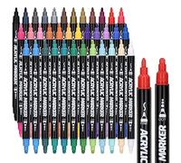 DealKits 36 matite acriliche colorate, penne a doppia punta per dipingere pietre, impermeabili, multimarker a doppia punta in acrilico, pennarelli permanenti per tela, carta, album fotografici, libro