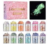 DealKits Faccia glitterata, 12 colori fluorescenti, Chunky Sequin Festival, glitter per il corpo, set di paillettes per il viso, le unghie, gli occhi, i capelli, masquerade feste, il make-up glitter,