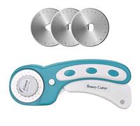 Dealkits - Set con taglierina a rotelle, 45 mm, in acciaio inox meccanismo di protezione, utensile professionale 3 lame ricambio, taglierino per lavori trapuntatura, tessuto, pelle, cucito e altro