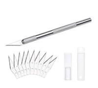 DealKits - Set di 10 lame di ricambio SK5 e cappuccio di protezione, taglierino, coltello per hobby, coltello da intaglio per il taglio di fondente in stoffa e pellicola di carbonio (argento)