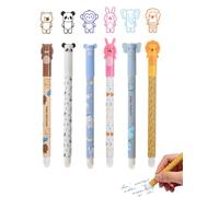 DealKits Set di 6 penne gel cancellabili con motivi animali per bambini | Basta cancellare e riscrivere. Diversi colori di inchiostro per una maggiore creatività. Ideale per la scuola e i compiti.