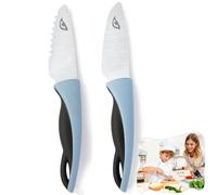 DealKits Set di Coltelli da Cucina per Bambini dai 2 Anni, 2 Coltelli Sicuri per Tagliare Frutta e Verdura, Punte Arrotondate, Utensili Montessori in Acciaio Inossidabile per Piccoli Chef