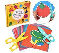 DealKits Set Taglio Carta per Bambini, 2 Forbici Sicurezza + 48 Fogli, Attività Didattica Creativa per Asilo e Scuola Materna - Giocattolo Educativo