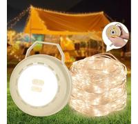 Dealswin Catena luminosa da campeggio, arrotolabile, per esterni, con 6 modalità di illuminazione, ricarica USB, 10 m, portatile, impermeabile, per campeggio, giardino, decorazione (Beige)