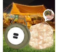 Dealswin Catena luminosa da campeggio, arrotolabile, per esterni, con 6 modalità di illuminazione, ricarica USB, 10 m, portatile, impermeabile, per campeggio, giardino, decorazione