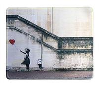 dealzEpic - Tappetino per mouse in gomma naturale con stampa di Banksy Art, con scritta "There is Always Hope and Girl" con palloncini, bordo cucito 24 x 20 cm