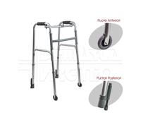 Deambulatore 2 Ruote 2 Puntali con Freno a Pressione - 10 cm, Piroettanti in Ferro