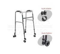 Deambulatore 4 Ruote Posteriori Gemellate - 7.5 cm, Anteriori Piroettanti in Ferro con Freno