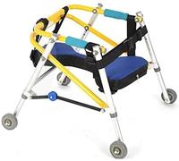 Deambulatore, deambulatore leggero pieghevole a quattro ruote con sedile, ausili per la riabilitazione degli arti inferiori per l'allenamento del deambulatore per bambini con telaio in piedi(Medium)