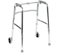 GIMA 27723 - Deambulatore richiudibile con 2 Ruote Anteriori per Anziani, Portata 100 kg, Alluminio, 51 x 64 cm, Altezza Regolabile 79 - 97 cm