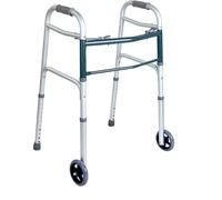 Deambulatore Pieghevole in Alluminio con 2 Ruote e Puntali Regolabile