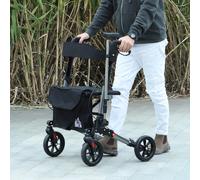 Deambulatore Pieghevole in Allumino ad Altezza Regolabile con Borsa, 64x67x80-92 cm, Nero e Argento