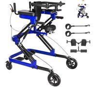 Deambulatore Riabilitativo Con Supporto per La Verticalizzazione | Allenamento Alla Camminata E Spinta Del Carrellino, Altezza Regolabile, Design Antiribaltamento(Blue,Upgraded Version)