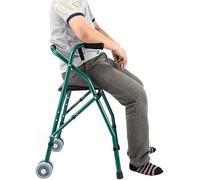 Deambulatore rollator a 2 ruote - Deambulatore da viaggio per adulti leggero, pieghevole e regolabile in altezza per anziani, deambulatore rollator con sedile, ausilio per la mobilità, telaio per la d