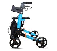 Deambulatore rollator, Deambulatore in Alluminio, Dotato di borsa portaoggetti removibile, maniglia ergonomica pieghevole regolabile in altezza e schienale multifunzionale