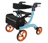 Deambulatore rollator, Deambulatore pieghevole, Carrello della spesa in lega di alluminio Walker 4 ruote con sedile pieghevole adatto for anziani che camminano, fanno shopping, riposano(Blue)