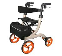 Deambulatore rollator, Deambulatore pieghevole, Carrello della spesa in lega di alluminio Walker 4 ruote con sedile pieghevole adatto for anziani che camminano, fanno shopping, riposano(Gold)