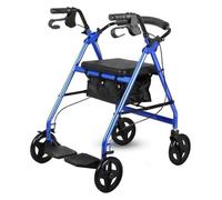Deambulatore rollator, Deambulatore pieghevole, Con sedile pieghevole in alluminio Rolling Walker con ruote Rollator pieghevole for anziani Corrimano regolabile a 8 livelli(Blue)
