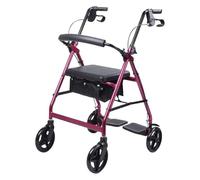 Deambulatore rollator, Deambulatore pieghevole, Con sedile pieghevole in alluminio Rolling Walker con ruote Rollator pieghevole for anziani Corrimano regolabile a 8 livelli(Red)