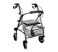 Deambulatore Rollator Gigo, con piano e cestino.