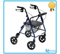 DEAMBULATORE ROLLATOR PIEGHEVOLE IN ALLUMINIO CON CESTINO E FRENI PER ANZIANI