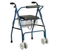 Deambulatore Rollator Pieghevole in Alluminio con Sedile e Cestino