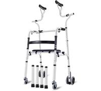 Deambulatore Standard Leggero, Altezza reabile, deambulatore in Piedi, in Lega di Alluminio, con Seduta e braccioli, ausilio per la Mobilità e la deambulazione Leggera (A) (B)