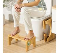 DEANIC Sgabello per Adulti 100% in Bambù Naturale, Pieghevole Pedana Fisiologica per WC con Cuscinetti Antiscivolo, per Alleviare Stitichezza e Gonfiore