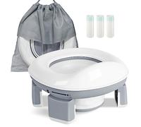 DEANIC Vasino Portatile per Bambini da Viaggio, Pieghevole Vasino Bambini da 1 a 4 Anni, WC Portatile Bambini con 60 pezzi di Sacchetti per Vasini, Vasino da Viaggio Uso Interno ed Esterno (Grigio)
