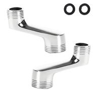 DEANKEJI 2 Pezzi Connettore S per Rubinetti Parete, Rubinetto per Doccia Adattatore Ottone, Offset 42 mm, 1/2 a 3/4 Eccentrico Rubinetto Doccia, con Rondelle Nera, per Installazione Accessori Doccia