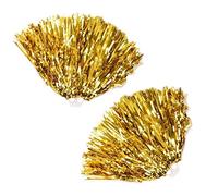 DEANKEJI 2 Pezzi Pompon Sportivi, Oro Colore Foil Pompon Sport, Pompon da Cheerleader con Fibbia a Mano, può Essere Usato per Ballare, Cheerleading, Feste Sportive