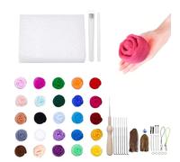 DEANKEJI 25 Colori Kit Lana Cardata, 2g di Ogni Feltro di Lana Fai, con Kit di Strumenti e Istruzioni, Misto Feltro Lana Adatti per la Realizzazione di Aghi in Feltro e Lavori Manuali Fai da Te