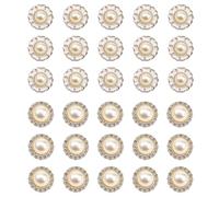 DEANKEJI Bottoni Gioiello-Strass da Cucire, 30 Pezzi, 25 mm, Rotondi, Champagne, Plastica, Strass, Perla