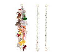 DEANKEJI Porta Peluche, 2 Pezzi Supporto per Animali in Peluche con 2 Anelli di Legno e 40 Clip, 2 Metri Amaca Giocattolo, Catena Portaoggetti per Peluche, per Riporre Foto, Giocattoli