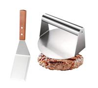 DEANKEJI Smash Burger Kit, Pressa per Hamburger Rotondo da 5.5 Pollici con Spatola da 29.5 × 7.1 cm, Hamburger Attrezzo in Acciaio Inox per Grigliate Piatte e Riduzione del Grasso, Facile da Pulire