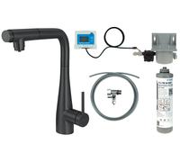 Deante Eridan starter kit con rubinetto da cucina verticale nero BREFN75M